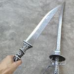 Heartcos 57" Lady Maria Rakuyo Sword Cosplay Props Double Sword Combination Full Metal, with Display Stand