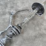 Heartcos 57" Lady Maria Rakuyo Sword Cosplay Props Double Sword Combination Full Metal, with Display Stand