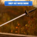 SZCO 35" Swept Hilt Rapier Sword – Stainless Steel Mirror-Finish Blade with Antique D-Guard, Wire Wrapped Handle & Decorative Scabbard for LARP, Cosplay, Display & Collectors