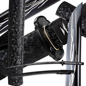 SANJISTU Samurai Sword | Traditional Hand-Forged Katana Swords Authentic Japanese Anime Samurai | High Carbon Steel Katanas Collection Sharp Full Tang (Black-Iron Twister)