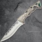K EXCLUSIVE Twisted Celtic Dagger | Collectible Blade with Celtic Knotwork | Faux Emerald Pommel | Coordinating Black Scabbard