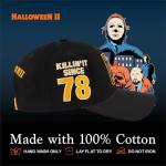 Halloween Baseball Cap, Michael Myers Snapback Hat with Curved Brim, Black, One Size