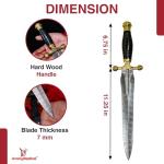 Armory Replicas™ Medieval Hand Forged Damascus Steel Viking Ceremonial Dagger – Brass Guard, Genuine Leather Sheath – Unique Patterns, 11.25" Blade for Costumes & Collectors