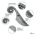 Toferner Celtic Pocket Knife Ram, Hand Forged Knife with Leather Neck Case, Hardened Blade, Vintage, Antique Art Collecting, Original Gift Idea for Men