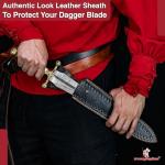 Armory Replicas™ Medieval Hand Forged Damascus Steel Viking Ceremonial Dagger – Brass Guard, Genuine Leather Sheath – Unique Patterns, 11.25" Blade for Costumes & Collectors