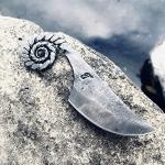 Toferner Celtic Pocket Knife Ram, Hand Forged Knife with Leather Neck Case, Hardened Blade, Vintage, Antique Art Collecting, Original Gift Idea for Men