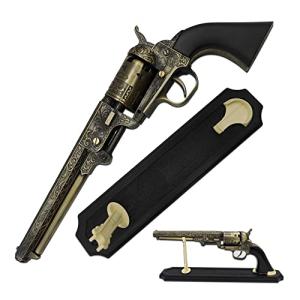 BladesUSA - Decorative Western Revolver with Display Stand - 13-inches Overall, Western Style Navy Revolver with Ornate Engravings on Body - SMB-110BK - Decorative, Collectible, Cosplay