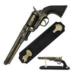BladesUSA - Decorative Western Revolver with Display Stand - 13-inches Overall, Western Style Navy Revolver with Ornate Engravings on Body - SMB-110BK - Decorative, Collectible, Cosplay