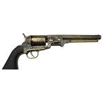 BladesUSA - Decorative Western Revolver with Display Stand - 13-inches Overall, Western Style Navy Revolver with Ornate Engravings on Body - SMB-110BK - Decorative, Collectible, Cosplay