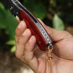 DRACHENADER Damascus Steel Folding Pocket Knife with VG10 Core, Wooden Handle & Leather Sheath, Outdoor Knife and Gift for Collectors, Knife Lovers, and Enthusiasts