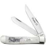 Case WR XX Pocket Knife Natural Smooth Bone Trapper W/Psalm 23 and Artwork Item #8795 - (6254 SS) - Length Closed: 4 1/8 Inches