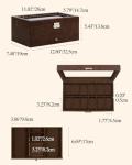 GUKA Watch Box, 12 Slot Watch Case, Watch Cases for men with Real Glass Lid, Synthetic Leather Watch Organizer storage with Jewelry Case, Birthday for Men and Women, Brown