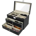 GRTCZYSL Sunglasses Organizer 18 Slots, Multiple Pairs Glasses Storage Case Leather Eyeglasses Display Box for Women Men
