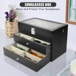 GRTCZYSL Sunglasses Organizer 18 Slots, Multiple Pairs Glasses Storage Case Leather Eyeglasses Display Box for Women Men