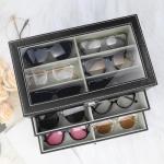 GRTCZYSL Sunglasses Organizer 18 Slots, Multiple Pairs Glasses Storage Case Leather Eyeglasses Display Box for Women Men