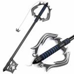 34" Fantasy Metal Gamer Key Sword Collectible with Black Wrapped-Handle & Chain (Black)