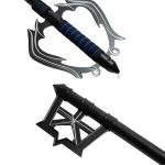 34" Fantasy Metal Gamer Key Sword Collectible with Black Wrapped-Handle & Chain (Black)