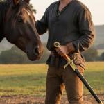 SZCO 33" Red & Gold Masonic Sword – Freemason Collectible Decorative Sword with Mirror Blade & Scabbard for Adults, Cosplay, Costume & Display