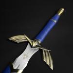 Master Sword Sharpened Skyward Limited-Edition - Authentic Carbon Steel Master Sword Replica, Laser Print Triforce w/Belt – Ideal Legend Anime Toys for Cosplay and Collectible Display