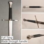 Sharp Blade Medieval Sword Black Western Sword Manganese Steel Blade Total Length 45.66 inches for Display Gift Collection