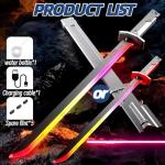 Cyberpunk Neon Sword | 31.5" Spark Blade w/Hit Sensor Sound & Fog | Type-C Rechargeable | for Rave, Cosplay & Display (Ash-Gray)