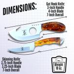 Bone Collector Hunting Knife Two Piece Set, 7" Straight Edge and 7" Gut Hook Blades Yellow Bone Full Tang Skinner