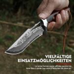 Omesio Damascus Hunting Knife, 10.04'' Damascus Steel Fixed Blade Knife Full Tang, Outdoor Survival Camping Damascus Knife with Sheath, Japanese Style, Wooden Handle with Gift Box