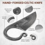 Toferner Celtic Pocket Knife, Hand Forged Fixed Blade Knives, Hardened Blade, Vintage Knife, Art Collection