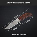 BIGCAT ROAR Bear Hunter - Handmade Damascus Steel Fixed Blade Knife 10" - Walnut Wood Handle & Leather Sheath - Bushcraft Outdoor Camping Skinning & Survival EDC Knife - Collector Hunter Gifts for Men