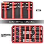 Knife Display Case for 64+ Pocket Knives, Folding Knives Cases for Collections, Butterfly Knife Storage Bag Holder Roll Organizer for Survival, Tactical, Outdoor, Kitchen, EDC Mini Knife (Red)