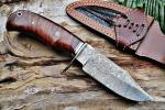 BIGCAT ROAR Bear Hunter - Handmade Damascus Steel Fixed Blade Knife 10" - Walnut Wood Handle & Leather Sheath - Bushcraft Outdoor Camping Skinning & Survival EDC Knife - Collector Hunter Gifts for Men