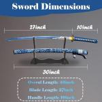 SJ SHI JIAN 40 inch High-Carbon Steel Blue Snowflake Pattern Sheath Japanese Katana Samurai Sword Full Tang Jian
