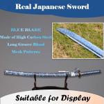 SJ SHI JIAN 40 inch High-Carbon Steel Blue Snowflake Pattern Sheath Japanese Katana Samurai Sword Full Tang Jian