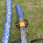 SJ SHI JIAN 40 inch High-Carbon Steel Blue Snowflake Pattern Sheath Japanese Katana Samurai Sword Full Tang Jian