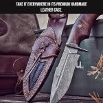 BIGCAT ROAR Beast Hunter - Handmade Damascus Steel Fixed Blade Hunting Knife 10" - Walnut Wood Handle & Leather Sheath - Skinning, Outdoor Camp Survival, Bushcraft EDC Knife - Collector Gifts for Men