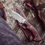 BIGCAT ROAR Beast Hunter - Handmade Damascus Steel Fixed Blade Hunting Knife 10" - Walnut Wood Handle & Leather Sheath - Skinning, Outdoor Camp Survival, Bushcraft EDC Knife - Collector Gifts for Men