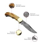 Best.Buy.Damascus1 Damascus Pocket Knife – Handmade Folding Knife with Olive Wood Handle, Razor Sharp EDC with Leather Sheath – Survival, Camping & Hunting Knife for Men