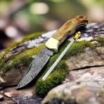 Best.Buy.Damascus1 Damascus Pocket Knife – Handmade Folding Knife with Olive Wood Handle, Razor Sharp EDC with Leather Sheath – Survival, Camping & Hunting Knife for Men