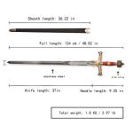Sword fort 48.8" KingSolomon Sword Real Metal,All-Metal Material，Classic Medieval Knight Arming Sword Biblical Swords-Red/Brown (Red2)