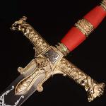 Sword fort 48.8" KingSolomon Sword Real Metal,All-Metal Material，Classic Medieval Knight Arming Sword Biblical Swords-Red/Brown (Red2)