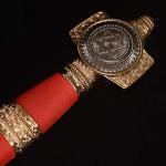 Sword fort 48.8" KingSolomon Sword Real Metal,All-Metal Material，Classic Medieval Knight Arming Sword Biblical Swords-Red/Brown (Red2)