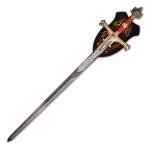 Sword fort 48.8" KingSolomon Sword Real Metal,All-Metal Material，Classic Medieval Knight Arming Sword Biblical Swords-Red/Brown (Red2)