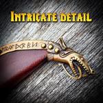 Mythrojan Handmade Viking Seax – 24" Damascus Steel Knife with Ash Wood Handle & Leather Sheath – Authentic Norse Long Knife for LARP, SCA, Cosplay & Collectors