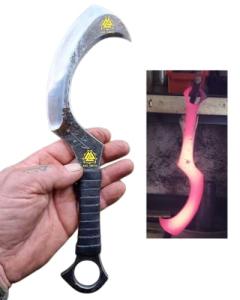 OLDZ CRAFTZ-Hand-Forged Ancient Egyptian Khopesh Sword Replica, High Carbon Steel Hunting Egyptian Khopesh Sword with Leather Sheath, Custom Handmade Full Tang Sword Perfect for Cosplay and History enthusiats