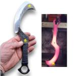 OLDZ CRAFTZ-Hand-Forged Ancient Egyptian Khopesh Sword Replica, High Carbon Steel Hunting Egyptian Khopesh Sword with Leather Sheath, Custom Handmade Full Tang Sword Perfect for Cosplay and History enthusiats