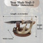 Bear Blade Knife with Carved Handle and Stand
