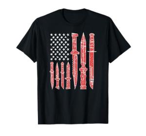 Knife Collecting For Proud Knives Collector US Flag Knife Lover Knife Enthusiast T-Shirt