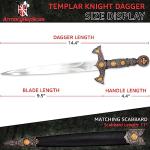 Armory Replicas™ Expedition of Faith Medieval Stainless Steel Arming Dagger - Templar Crusader Knight Costume Cosplay Reenactment Knife w/Hard Scabbard