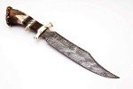 Skokie Knives Damascus Steel hunting Knife Stag Antler Handle with Burl Wood & Brass Guard –15” Handmade Premium Quality Sharp Edge Fix Blade - Genuine Multipurpose Knife – Ideal for Hunting, Camping