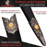Armory Replicas™ Expedition of Faith Medieval Stainless Steel Arming Dagger - Templar Crusader Knight Costume Cosplay Reenactment Knife w/Hard Scabbard